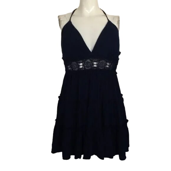 IRIS Dress, M, Lace Cutout Waist/Back straps, Mini/Short, Padded, Navy Blue - Picture 10 of 14